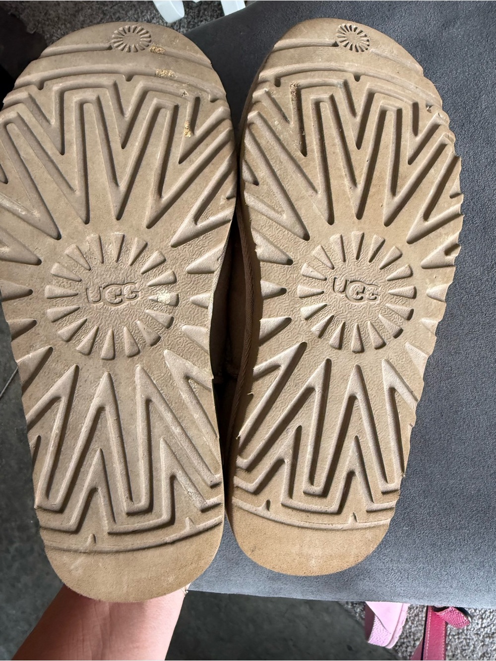 UGG Kids Tan Slip-On Boots with Treaded Sole
